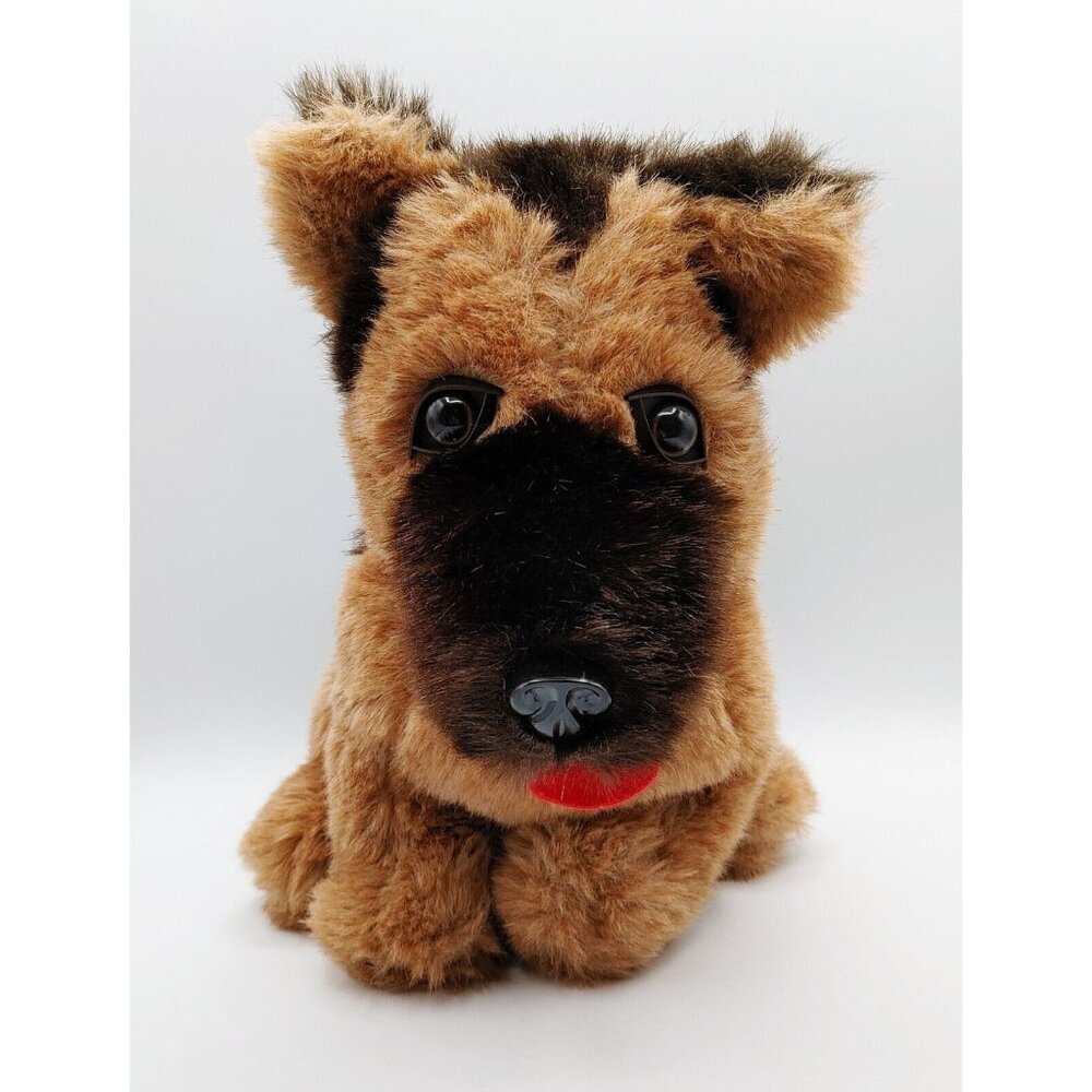 Vintage Realistic German Shepherd Dog Plush Stuffed Animal 11"